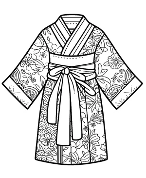 Página para Colorir Página para Colorir de Kimono para Imprimir
