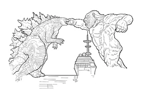 Página para Colorir Filme Godzilla vs. King Kong