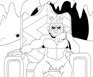 Página para Colorir King Kong Usando uma Coroa