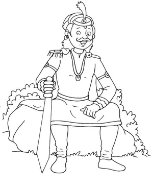 Página para Colorir Rei Empunhando Espada
