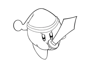 Página para Colorir Kirby empunhando espada