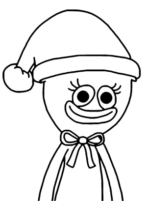 Missy com chapéu de Papai Noel, fácil Kissy Missy coloring page, free printable