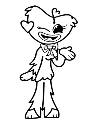 Kissy Missy sorrindo, fácil página para colorir Kissy Missy, impressão gratuita