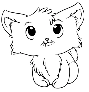 Página para Colorir Gatinha Fofa de Desenho Animado