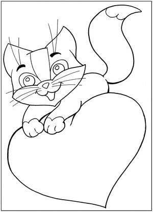 Design de Gatinho Adorável e Coração