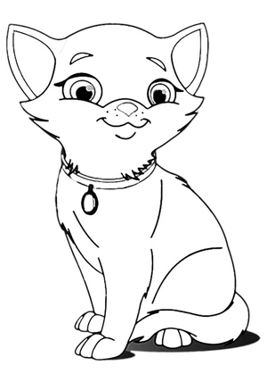 Página para Colorir Página para Colorir de Gatinho de Desenho Animado para Imprimir
