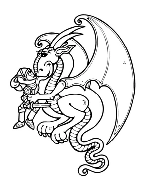 Página para Colorir Cavaleiro Dragão