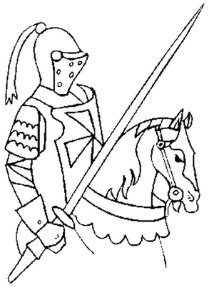 Página para Colorir Cavaleiro montando um cavalo