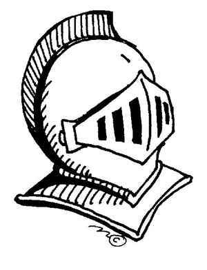 Página para Colorir Capacete de Cavaleiro Medieval