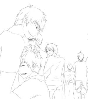 Personagens de Kuroko No Basket em fila, página para colorir detalhada, imprimível grátis