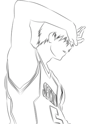 Izuki Shun em pose dinâmica, página para colorir média de Kuroko No Basket, impressão gratuita