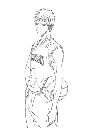 Akashi Seijuro com bola de basquete, página de colorir média Kuroko No Basket, grátis para imprimir