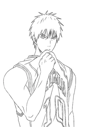 Taiga Kagami segurando a camisa, medium Kuroko No Basket coloring page, free printable