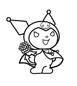 Página para Colorir Kuromi e Cubo Mágico