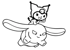 Página para Colorir Kuromi Voando pelo Céu