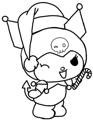 Página para Colorir Página para Colorir Kuromi com Bengala Doce