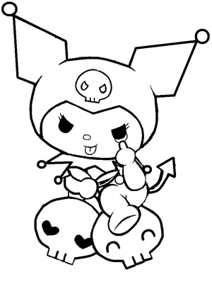 Página para Colorir Kuromi Brincalhona