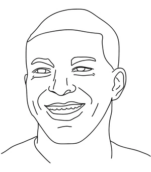 Rosto sorridente, fácil Kylian Mbappé coloring page, free printable