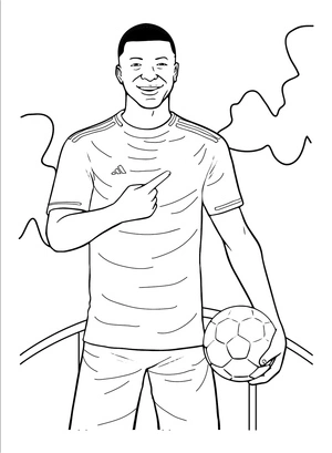 Página para Colorir Jogador de Futebol Kylian Mbappé