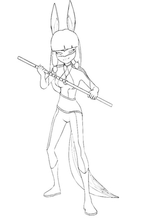 Alya em pé na página para colorir