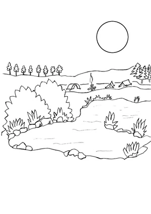 Página para Colorir Página para Colorir do Lago para Imprimir Grátis
