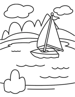 Página para Colorir Barco no Lago