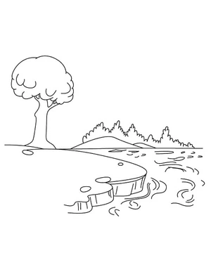 Página para Colorir Página para Colorir de Lago