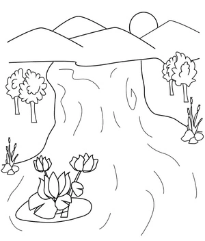 Página para Colorir Página para Colorir de Lago Grátis para Imprimir
