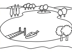 Página para Colorir Pequeno Lago