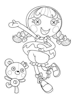Boneca Lalaloopsy dançando com ursinho, fácil bonecas Lalaloopsy coloring page, free printable