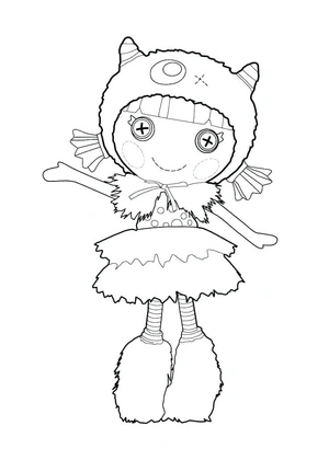 Boneca Lalaloopsy com roupa de inverno, página para colorir detalhada, impressão gratuita