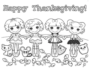 Bonecas Lalaloopsy celebrando, página de colorir média gratuita
