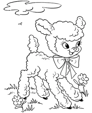 Página para Colorir Cordeirinho Fofo Desenho para Colorir