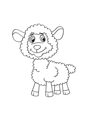 Página para Colorir Desenho Animado de Cordeiro