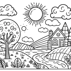 Página para Colorir Cenário Fácil