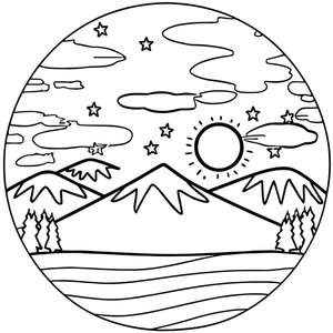 Página para Colorir Página de Colorir de Paisagem Grátis