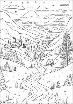 Página para Colorir de Paisagem