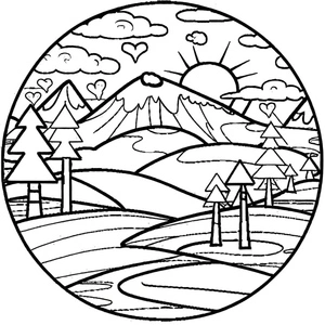 Página para Colorir Cena da Natureza