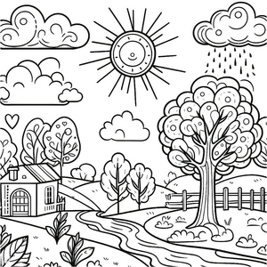 Página para Colorir Paisagem para Imprimir