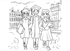 Página para Colorir Celebração de Fim de Ano Escolar
