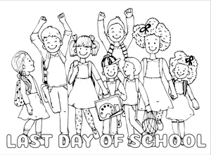 Página para Colorir Página para Colorir de Celebração do Fim do Ano Escolar para Imprimir