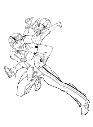 Página para Colorir Sportacus e Stephanie