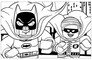 Página para Colorir Batman e Robin de Lego
