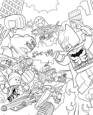 Página para Colorir Batman de Lego em Gotham City