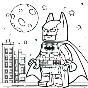 Página para Colorir Batman de Lego na Cidade