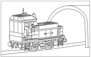Locomotiva Lego com maquinista, página de colorir média Lego City, impressão gratuita