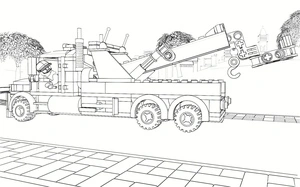 Caminhão de reboque Lego, página para colorir média Lego City, grátis para imprimir