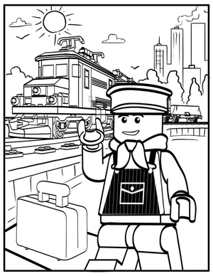 Página para Colorir Trem e Ferrovia Lego City