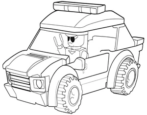 Página para Colorir Carro de Polícia de Lego City