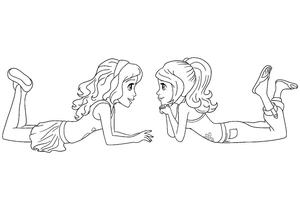 Página para Colorir Amigas em Lego Girls